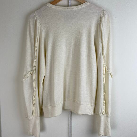 Anthropologie Pilcro Elsa Top Size M Ivory Cream Ruffle Blouse Neutral Casual - Picture 8 of 12